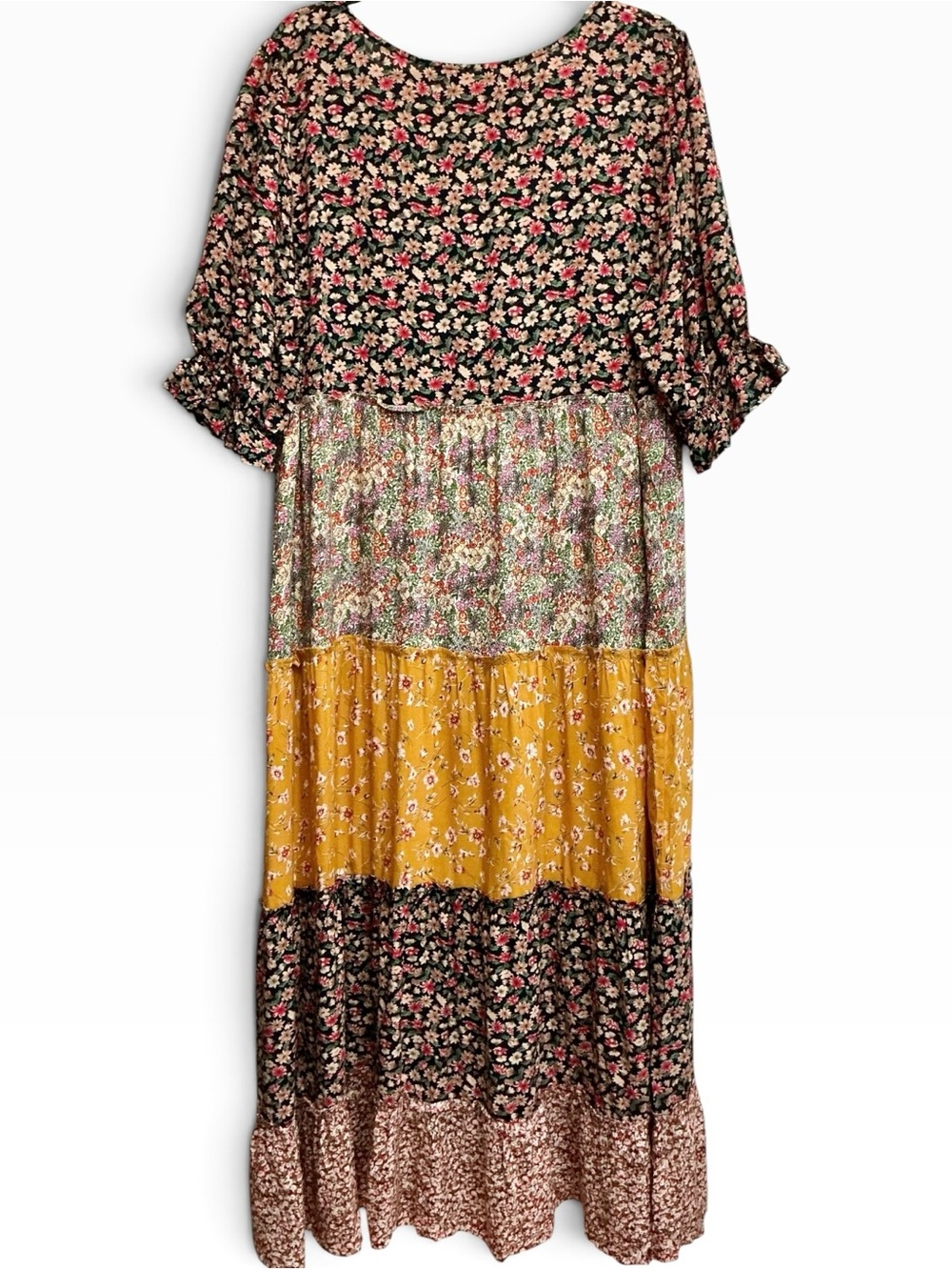 Natural Life Collette Tiered Floral Maxi Dress Boho Cottagecore XL - Picture 3 of 5
